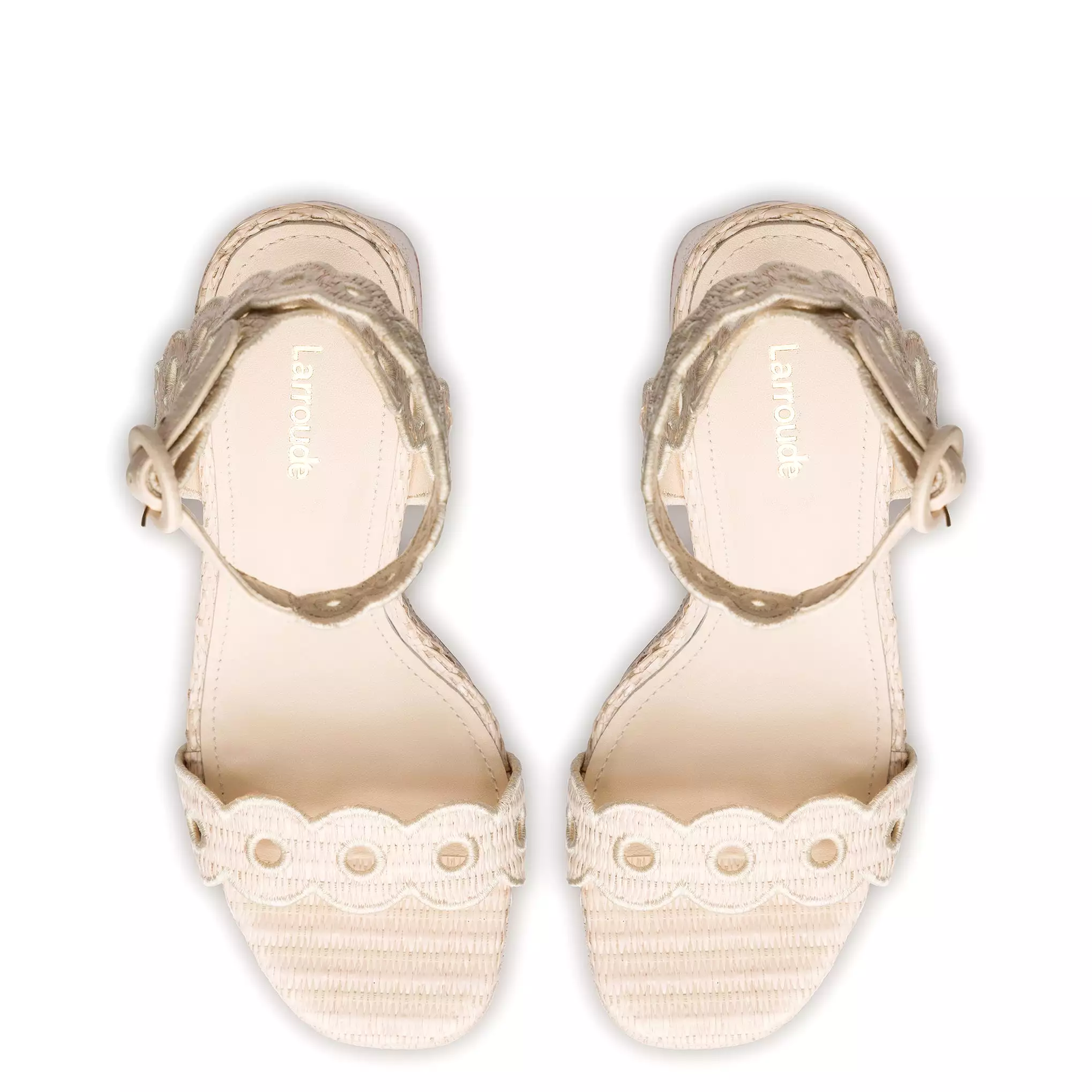 Dolly Broderie Sandal In Natural Raffia