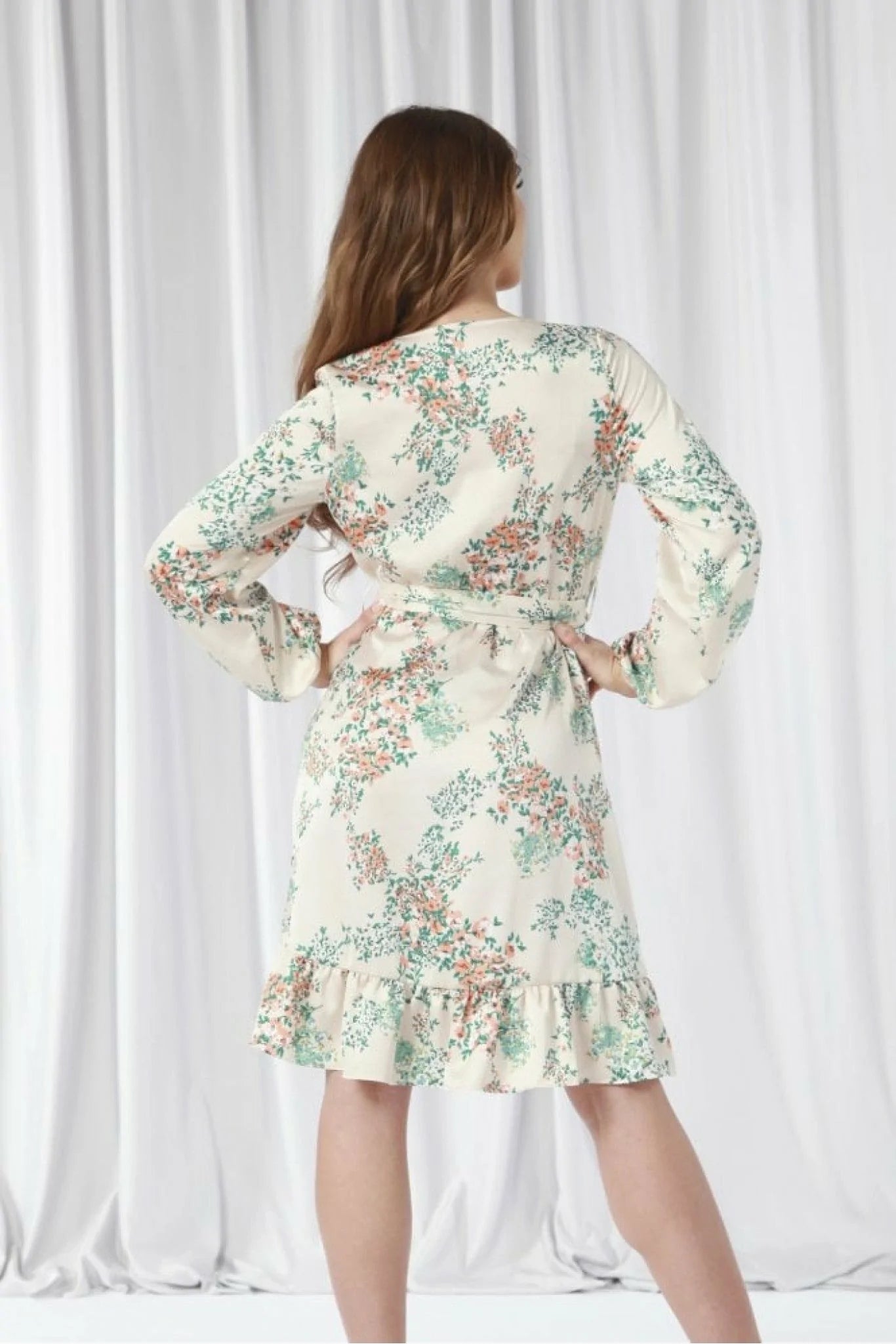 Double Second Ivory Printed Fill Wrap Dress