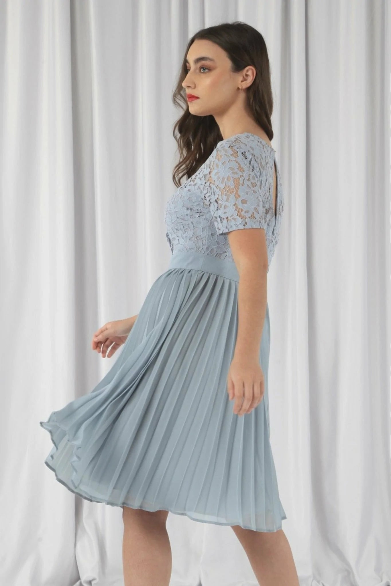 Double Second Wrap Lace Pleated Dress