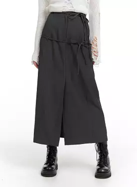 Drawstring Front Split Maxi Skirt CF420