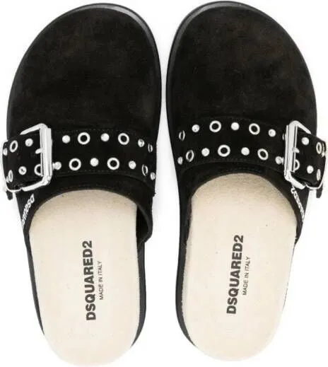 DSQUARED2 KIDS buckle-detailed suede mules Black