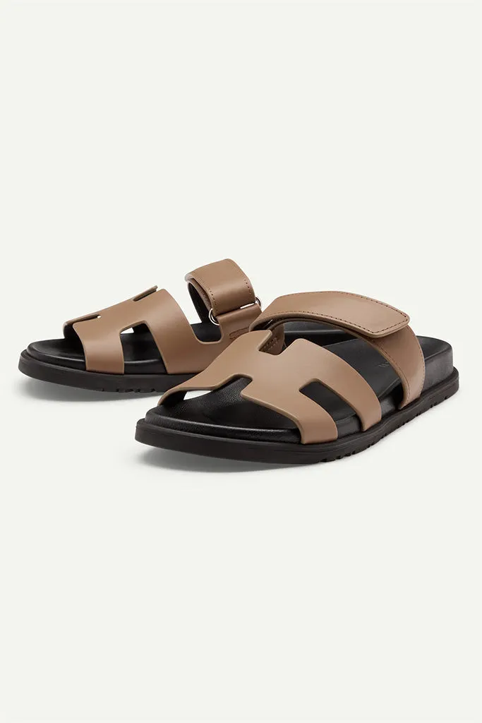 Ducie London - Harley Leather Slides - Nutmeg