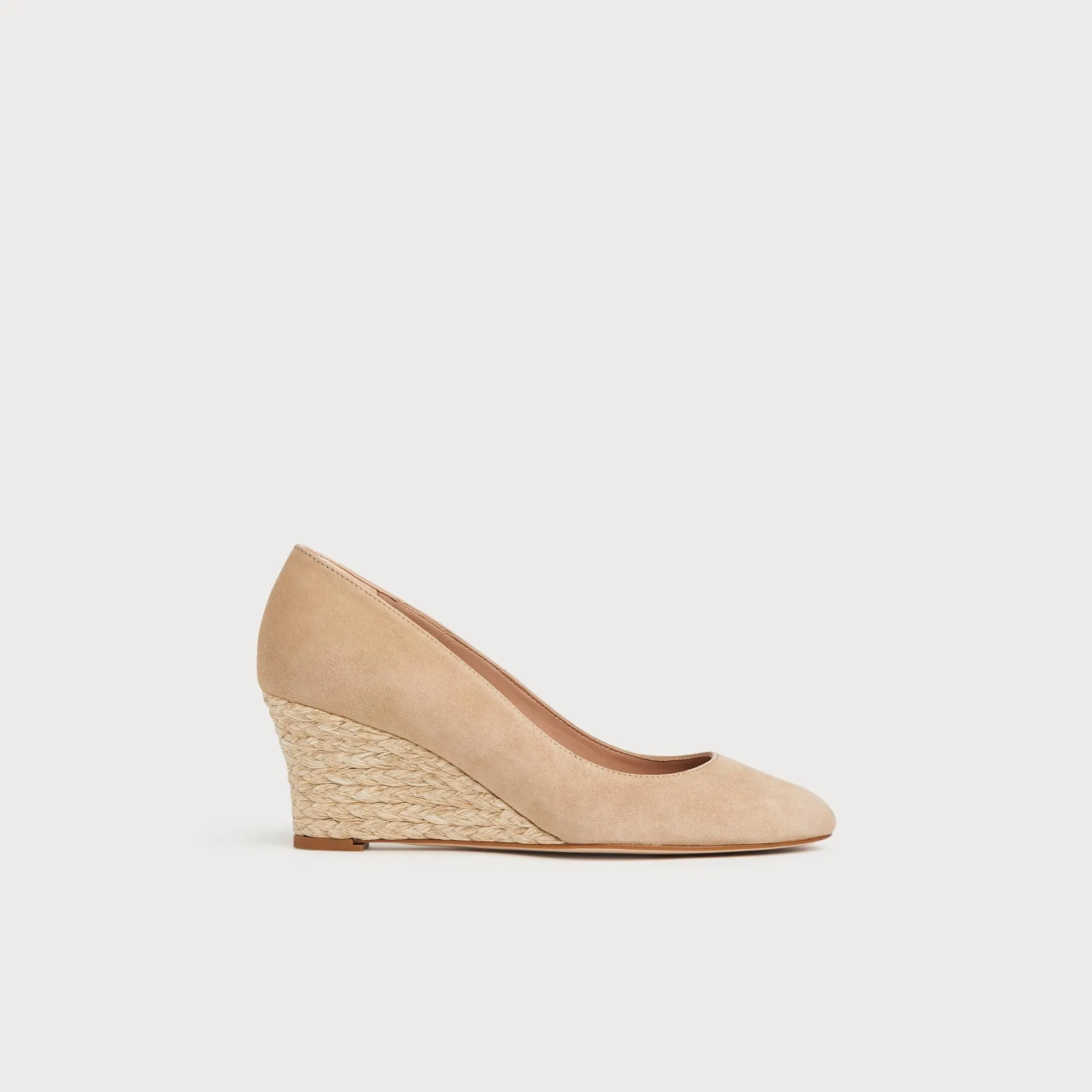 Eevi Beige Suede Espadrille Wedges, Beige