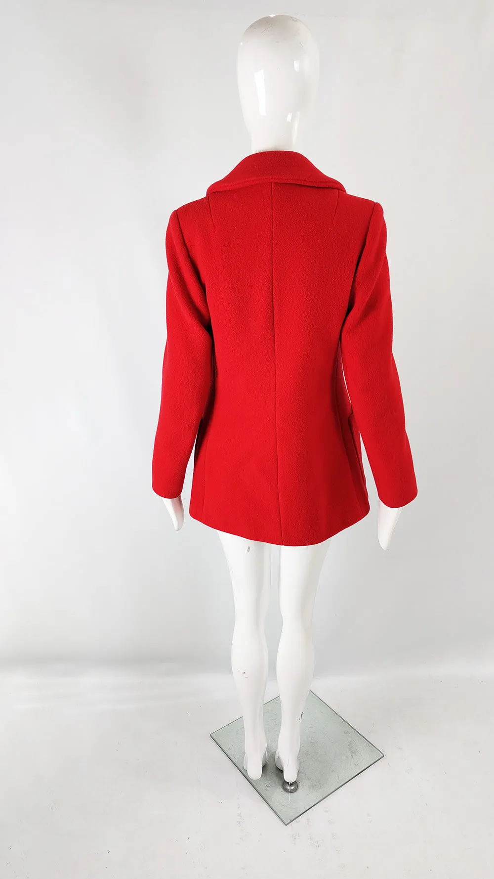 Elgee Vintage 60s Red Pure Wool A Line Mod Coat, 1960s