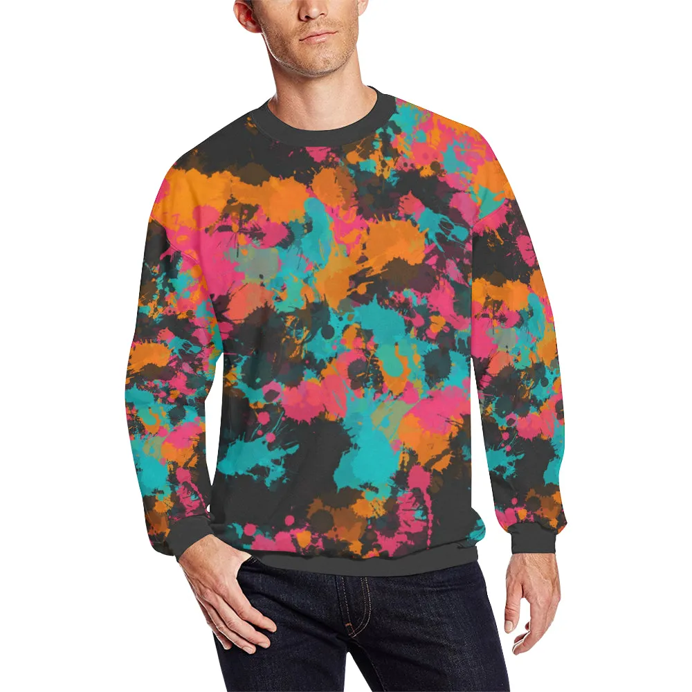 Fiesta Colors Paint Splatter Men's Big & Tall Oversized Fleece Crewneck Sweatshirt