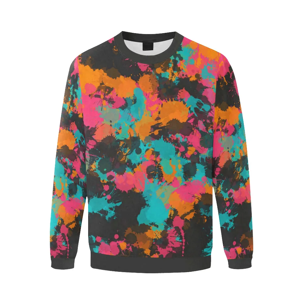 Fiesta Colors Paint Splatter Men's Big & Tall Oversized Fleece Crewneck Sweatshirt