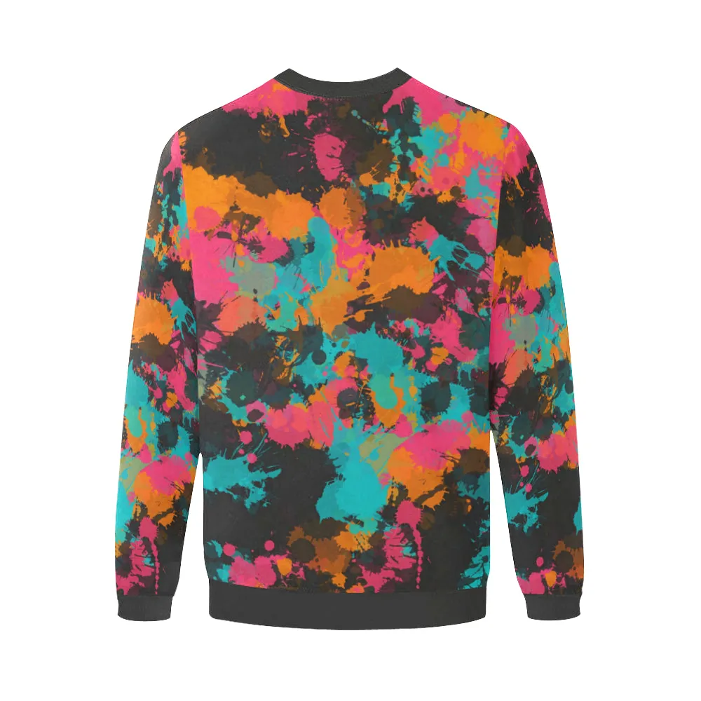 Fiesta Colors Paint Splatter Men's Big & Tall Oversized Fleece Crewneck Sweatshirt