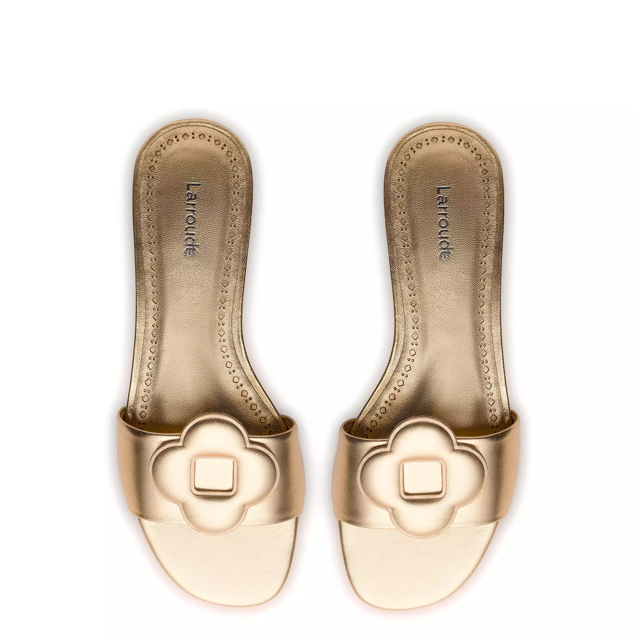 Flora Flat Mule In Gold Metallic Leather