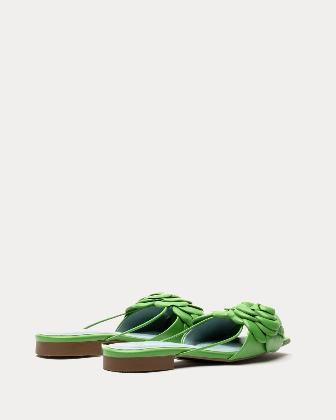 Frances Valentine Gardenia Flower Sandal Solid Soft Nappa Green