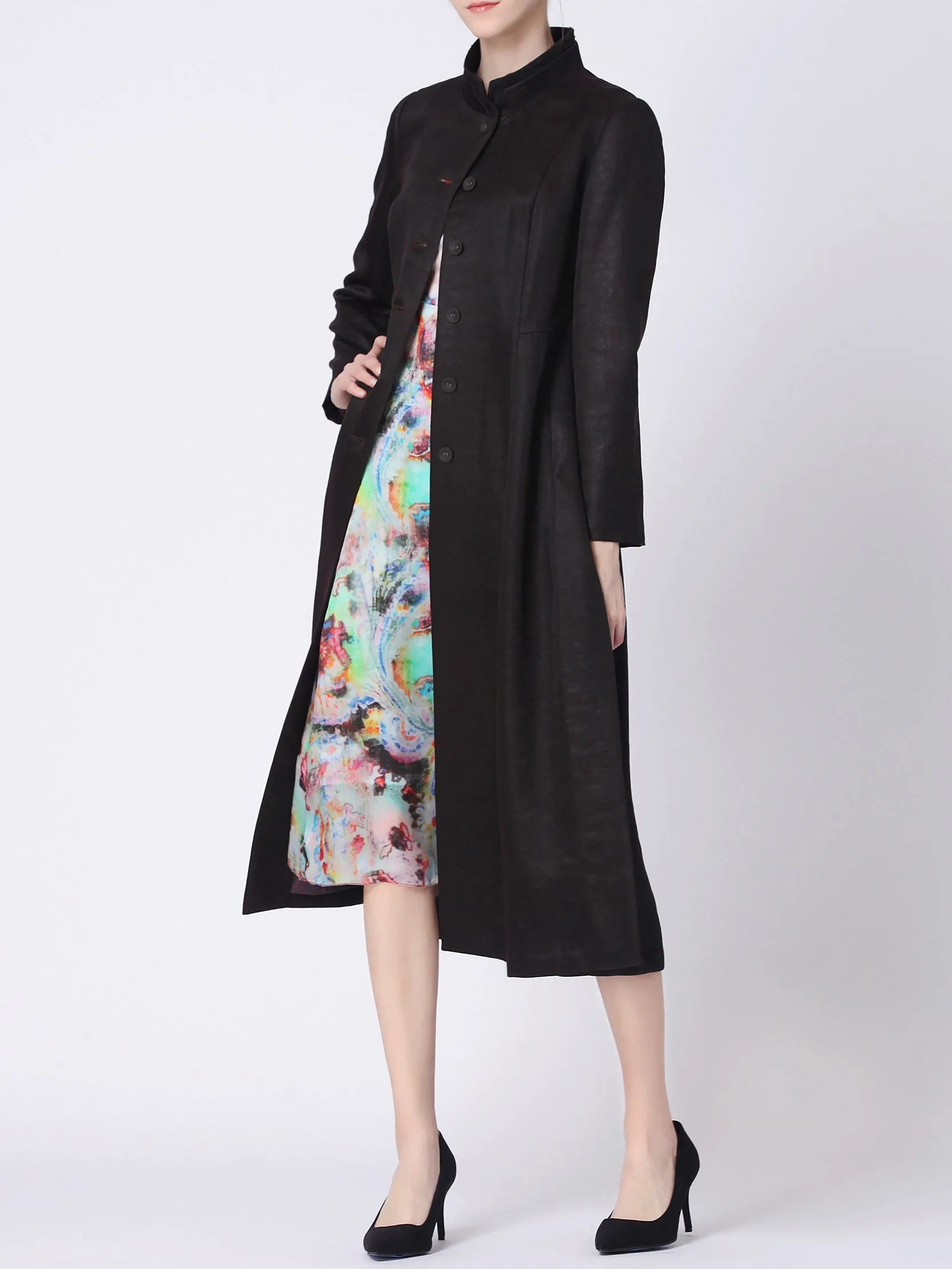 Gambiered Guangdong Wool-Silk Coat