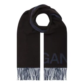 GANNI The Sustainable Edit Two-Tone Logo Scarf - Shaved Chocolate