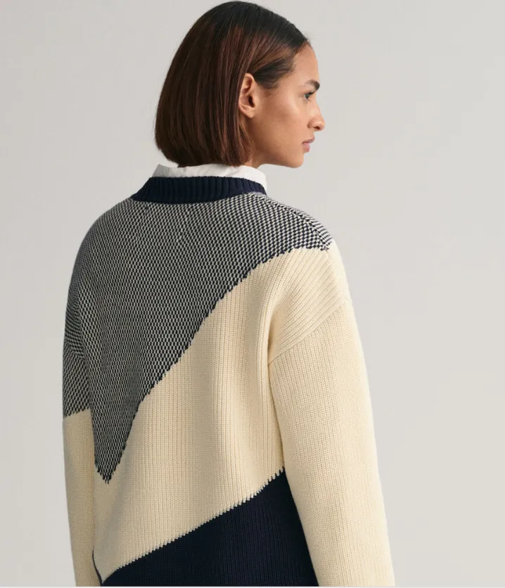 GANT - Color Blocked Cotton Crew Neck Sweater