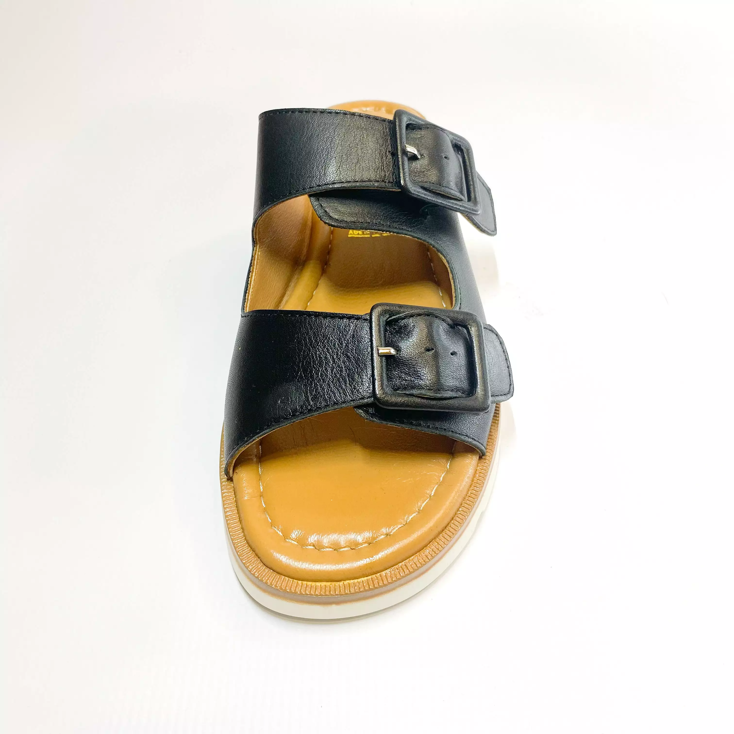 Gia black leather flatform sandal