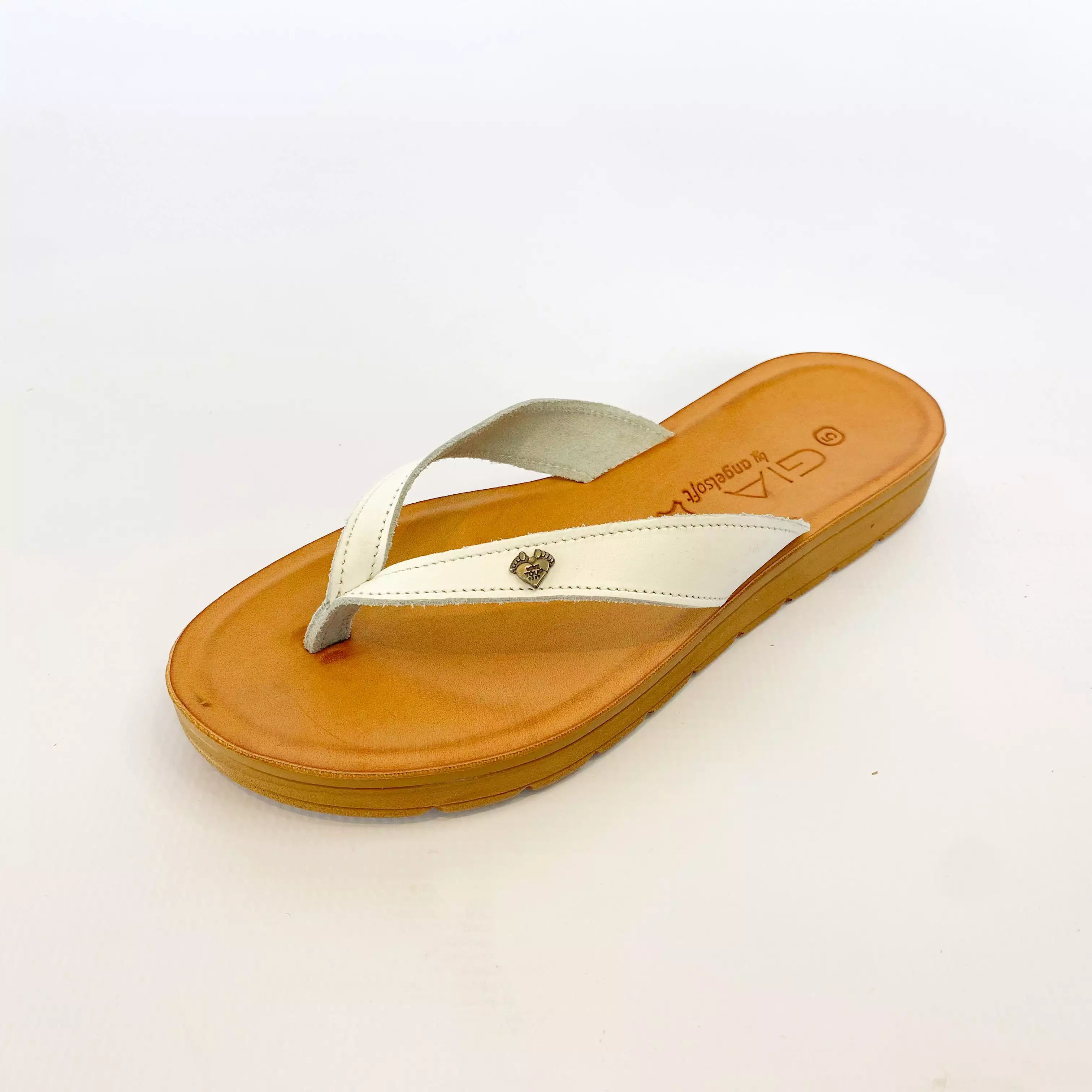 Gia leather white thong sandal