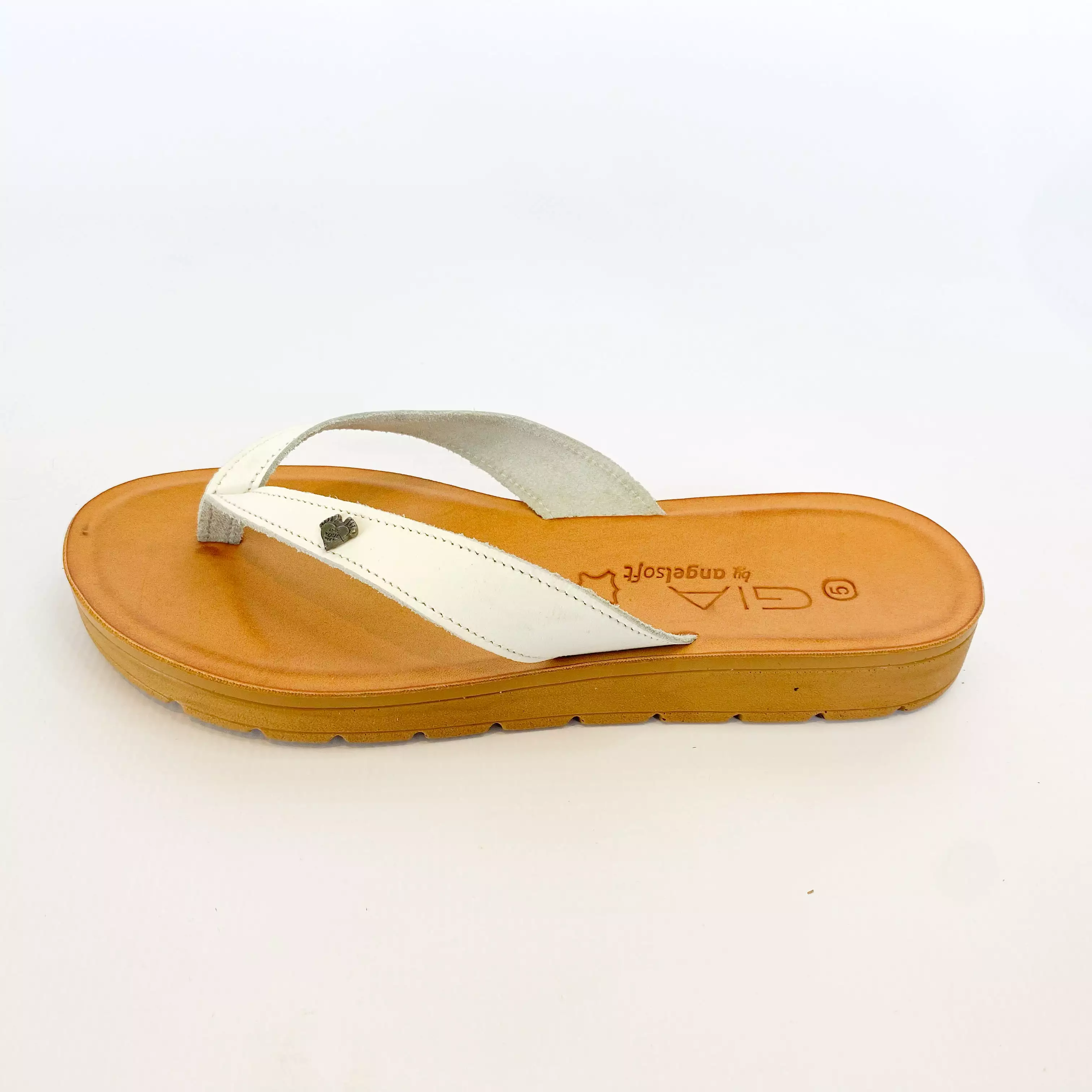 Gia leather white thong sandal