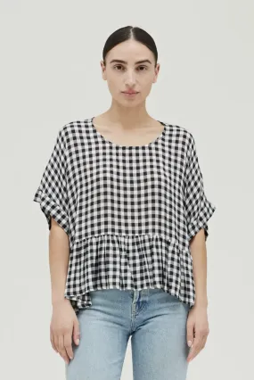 Gingham Boxy Ruffle Top