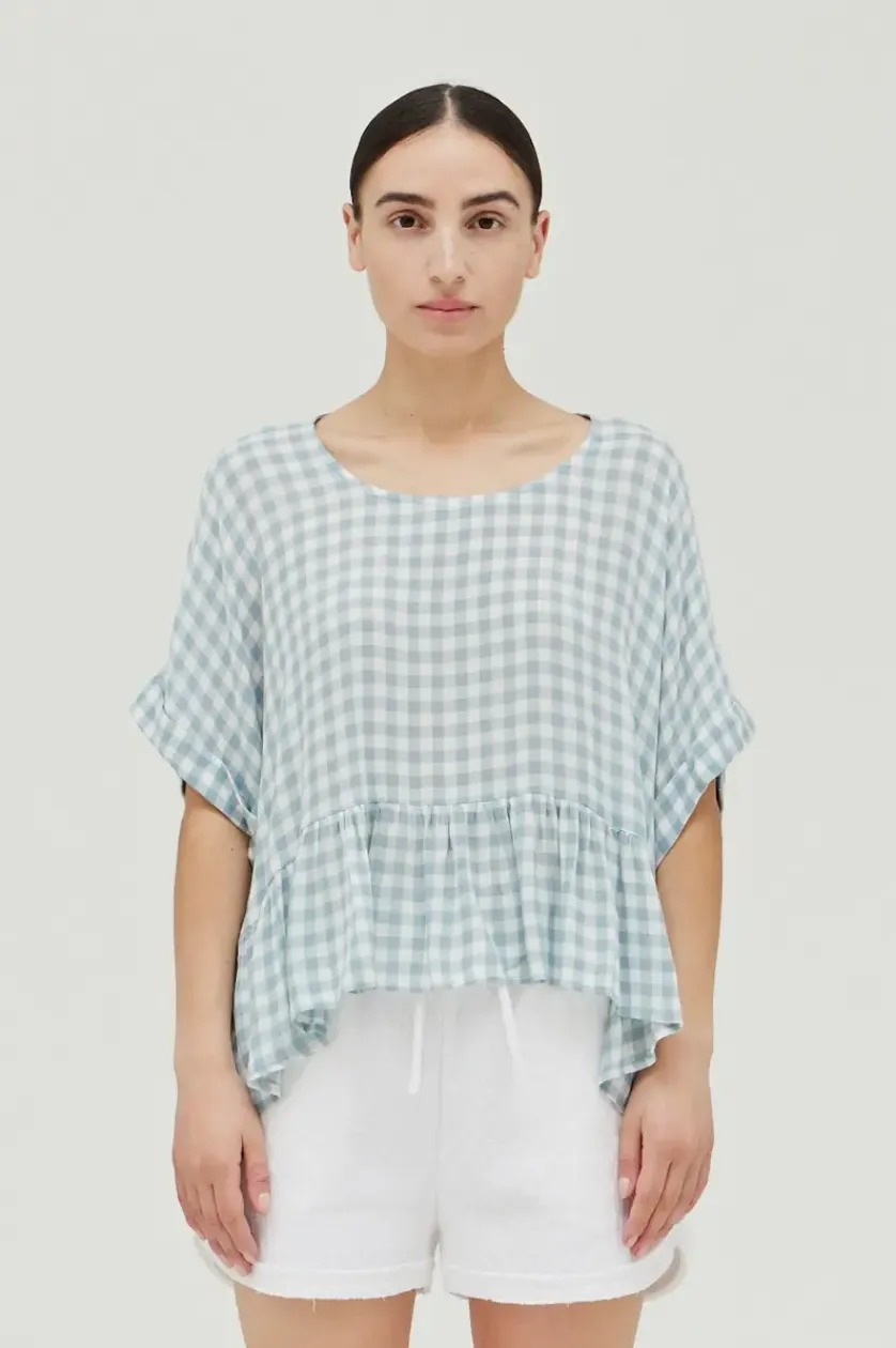 Gingham Boxy Ruffle Top