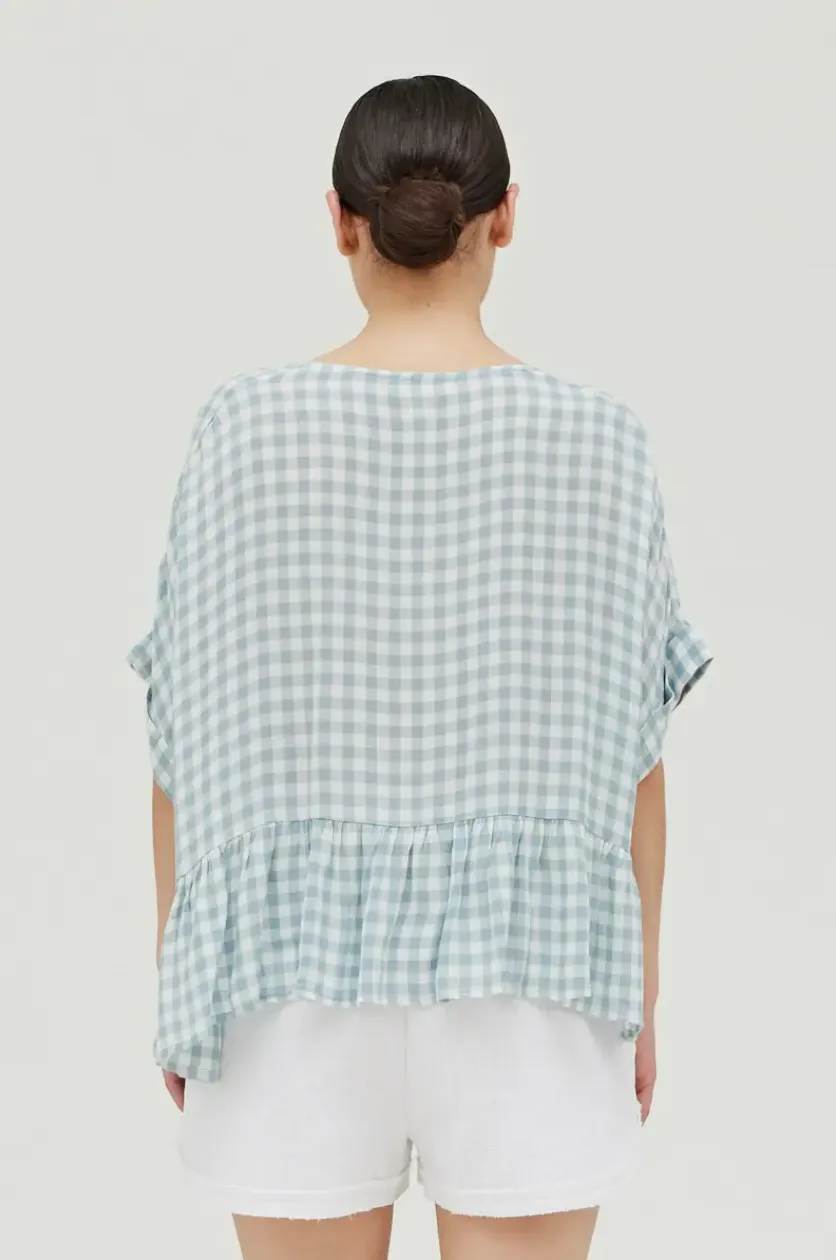 Gingham Boxy Ruffle Top