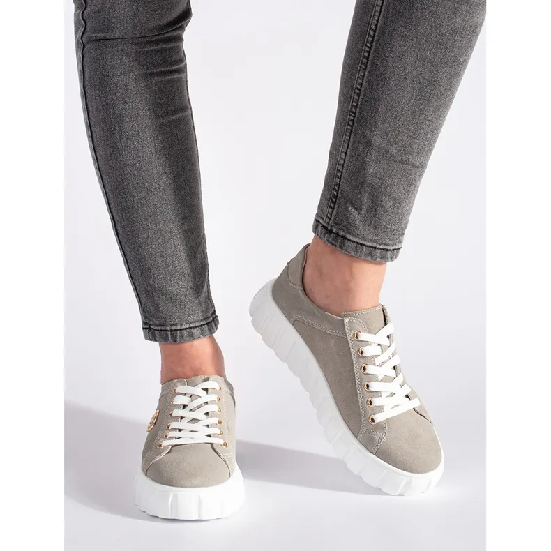 Gray suede platform shoes grey