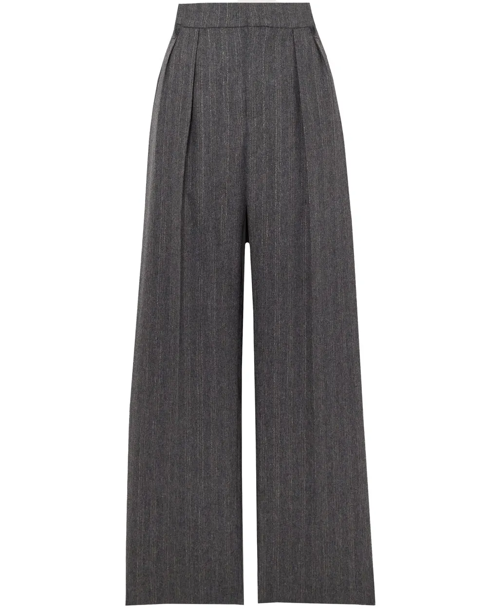 Grigio and Tabacco Pinstripe Double Pleated Trouser