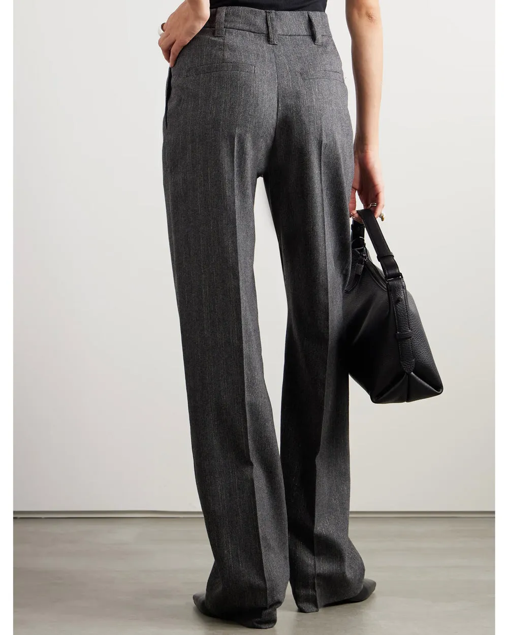 Grigio and Tabacco Pinstripe Double Pleated Trouser