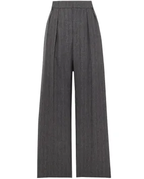 Grigio and Tabacco Pinstripe Double Pleated Trouser