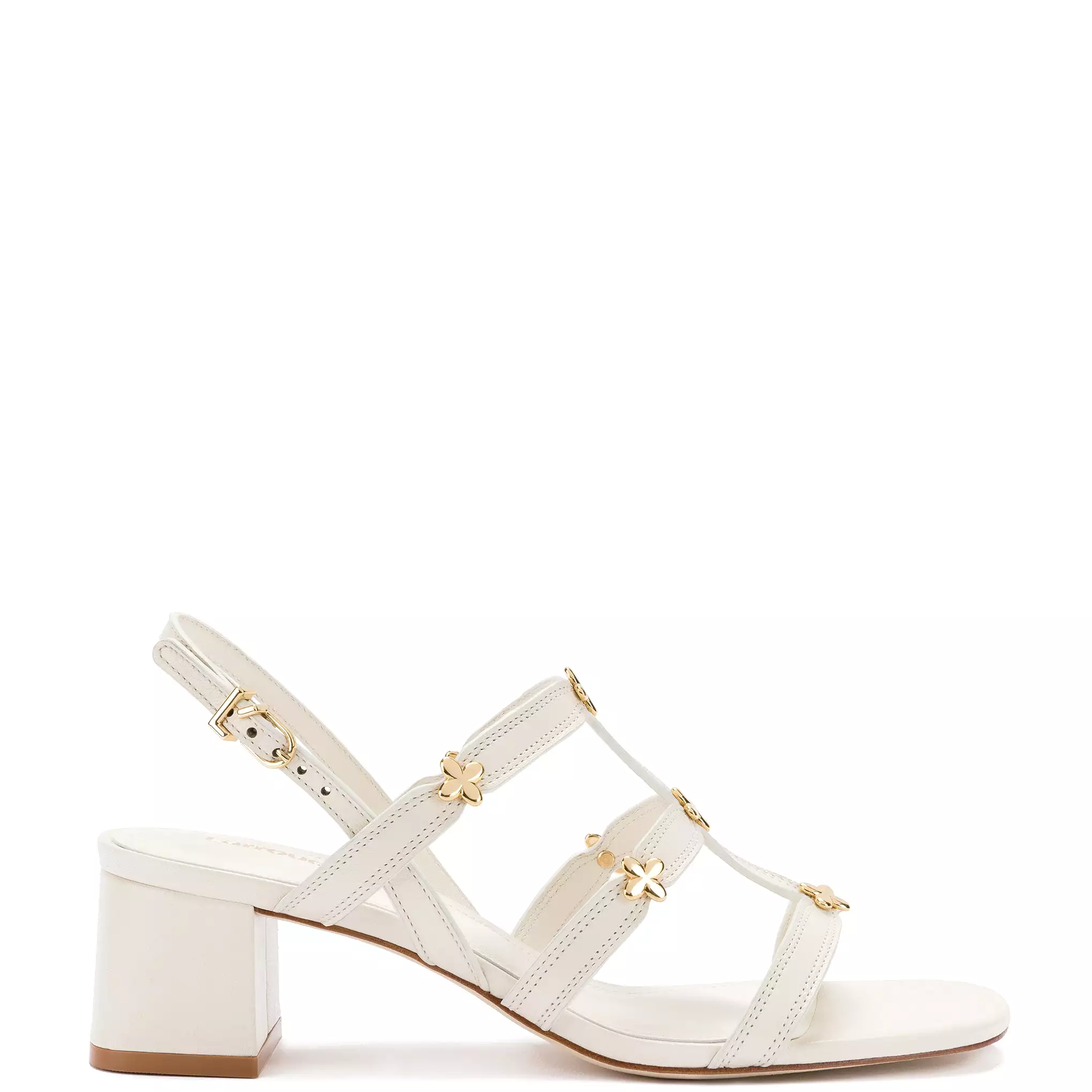 Harmony Block Sandal In Ivory Leather