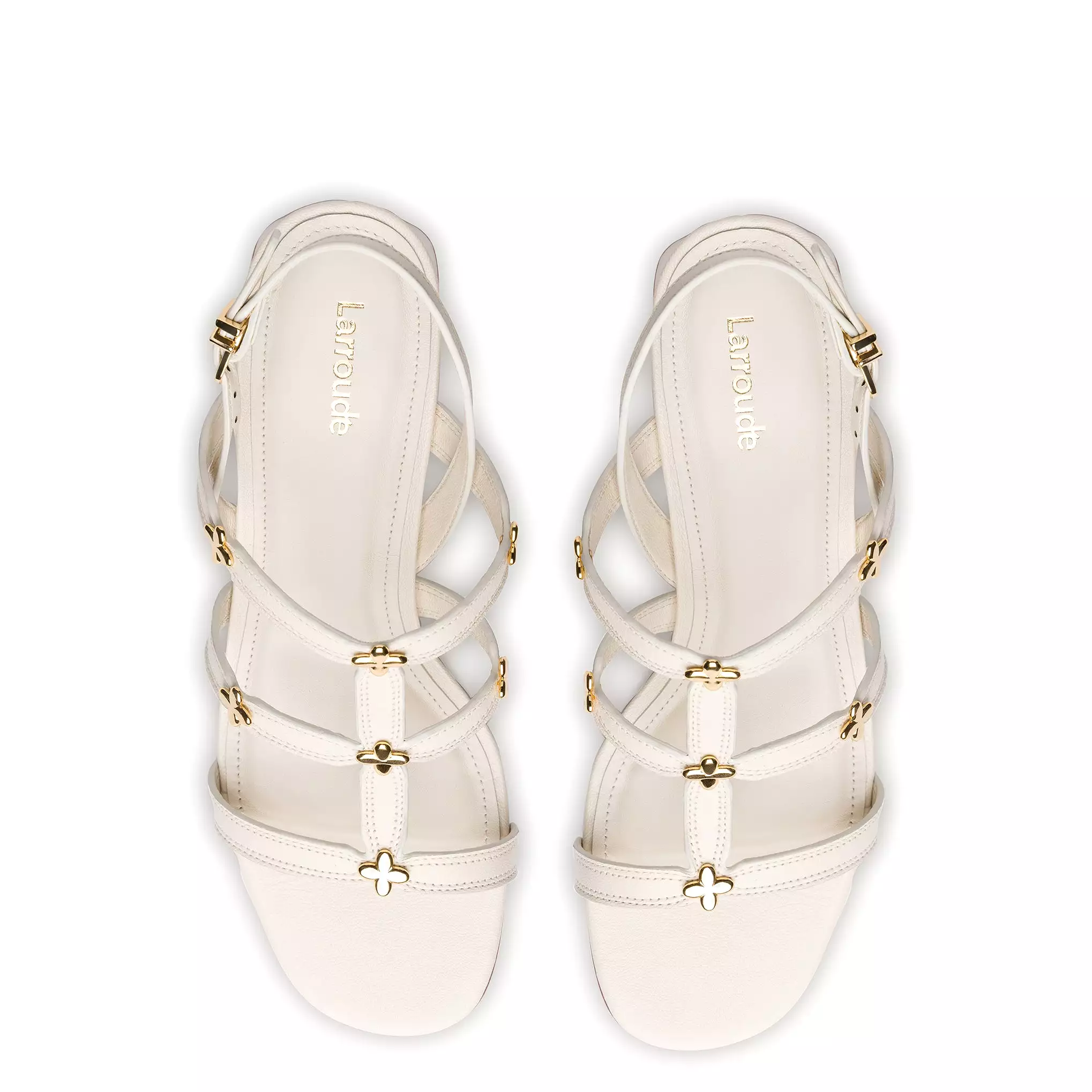 Harmony Block Sandal In Ivory Leather