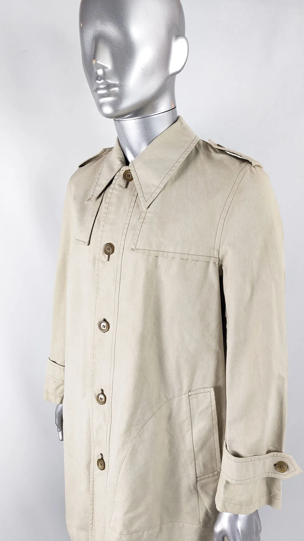 Harrods Vintage Mens Beige Trench Coat, 1960s