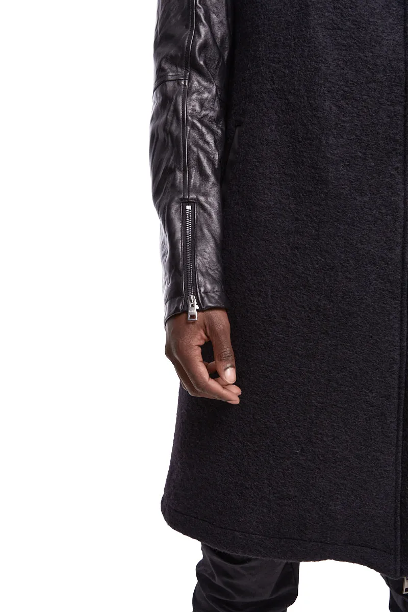 HIGH NECK BOILED WOOL COAT