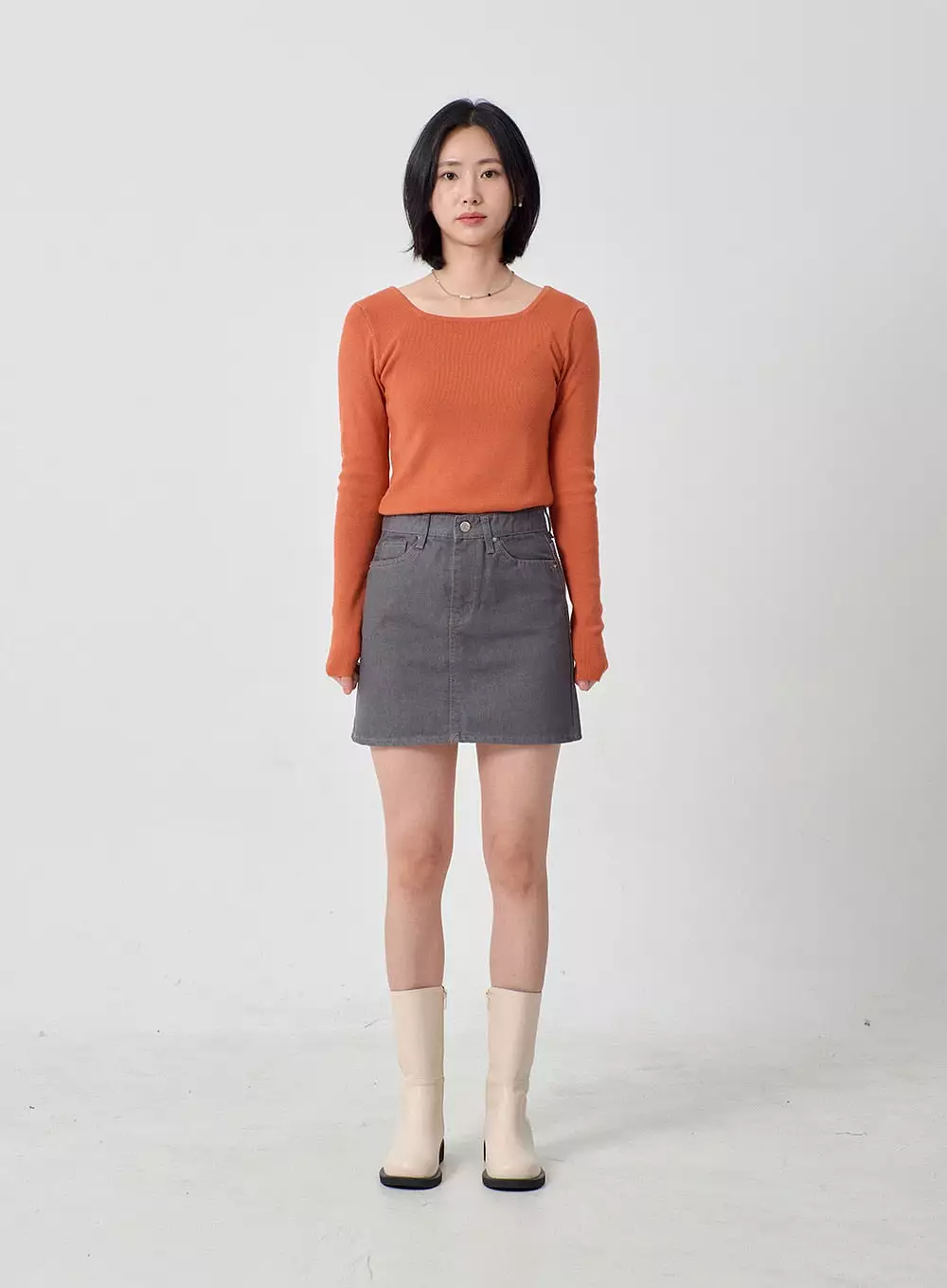 High Waist Cotton Mini Skirt OJ327