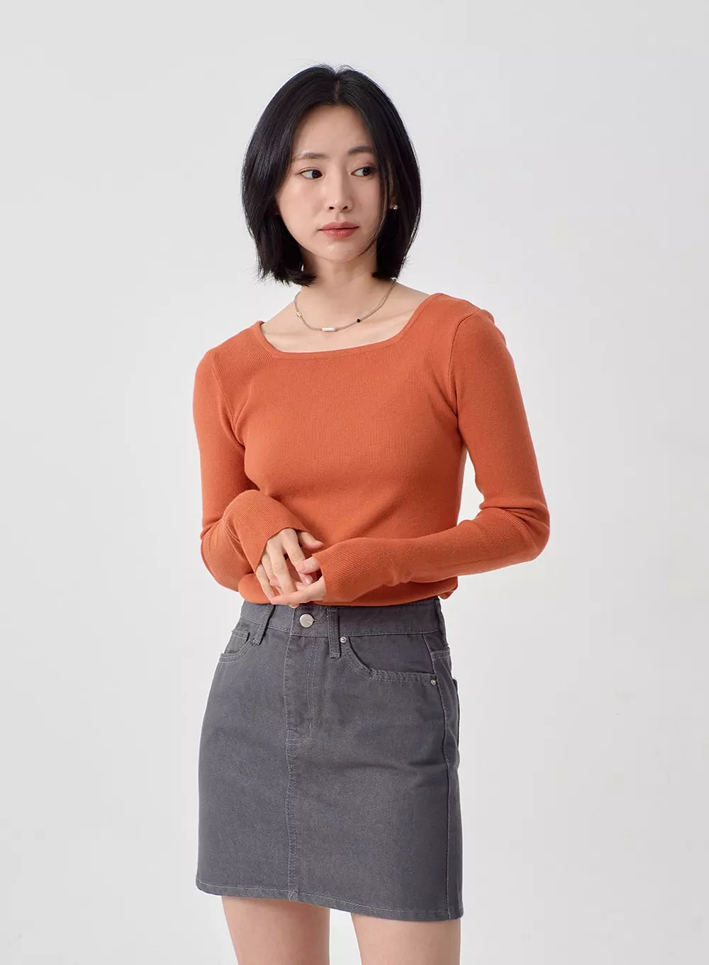 High Waist Cotton Mini Skirt OJ327