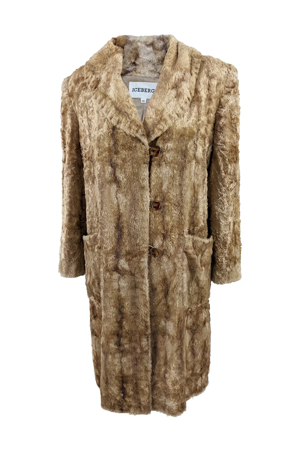 Iceberg Vintage Blonde Faux Fur Old Hollywood Style Coat, 1990s