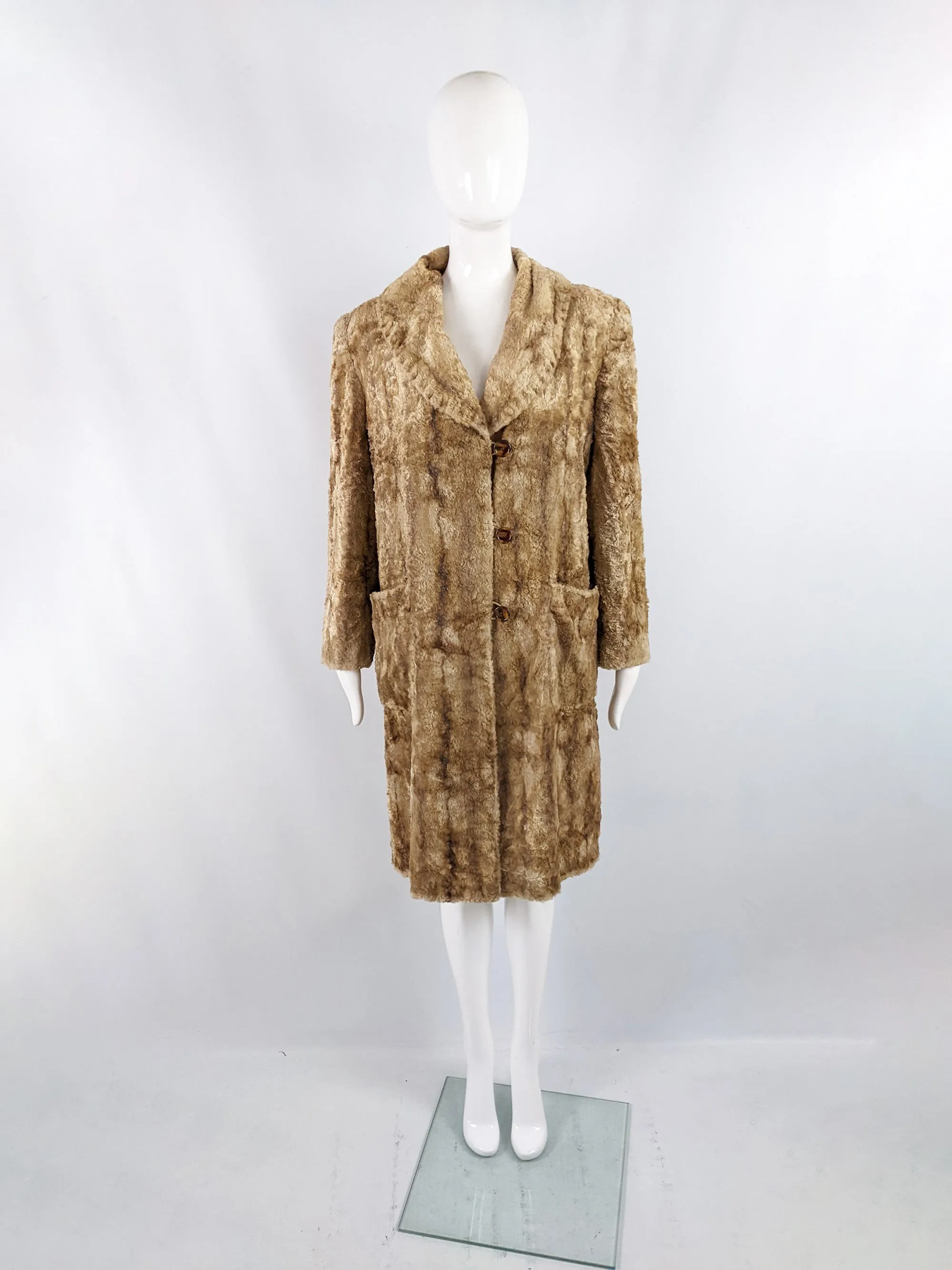 Iceberg Vintage Blonde Faux Fur Old Hollywood Style Coat, 1990s