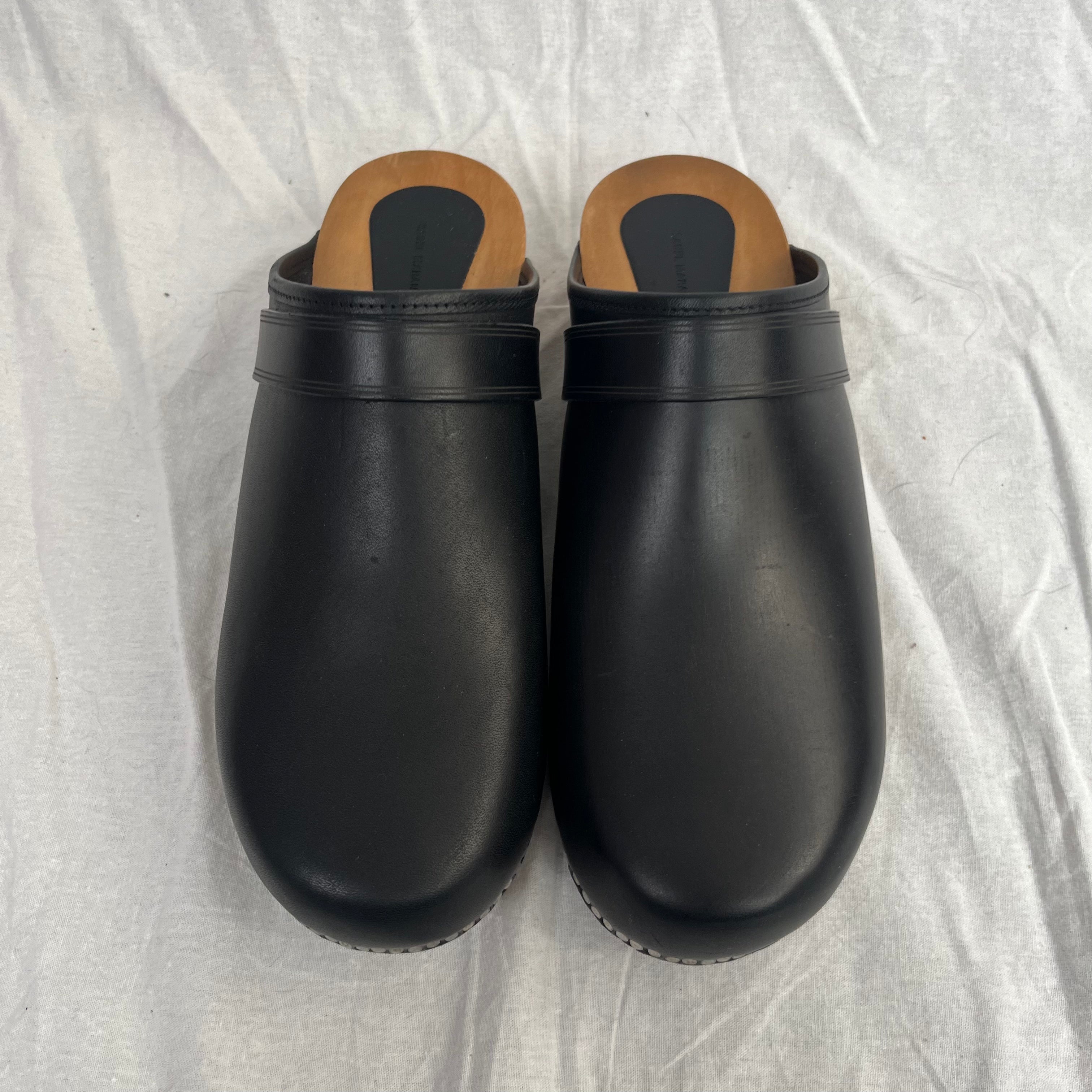 Isabel Marant $460 Brand New Thalie Black Leather Wooden Clogs 39