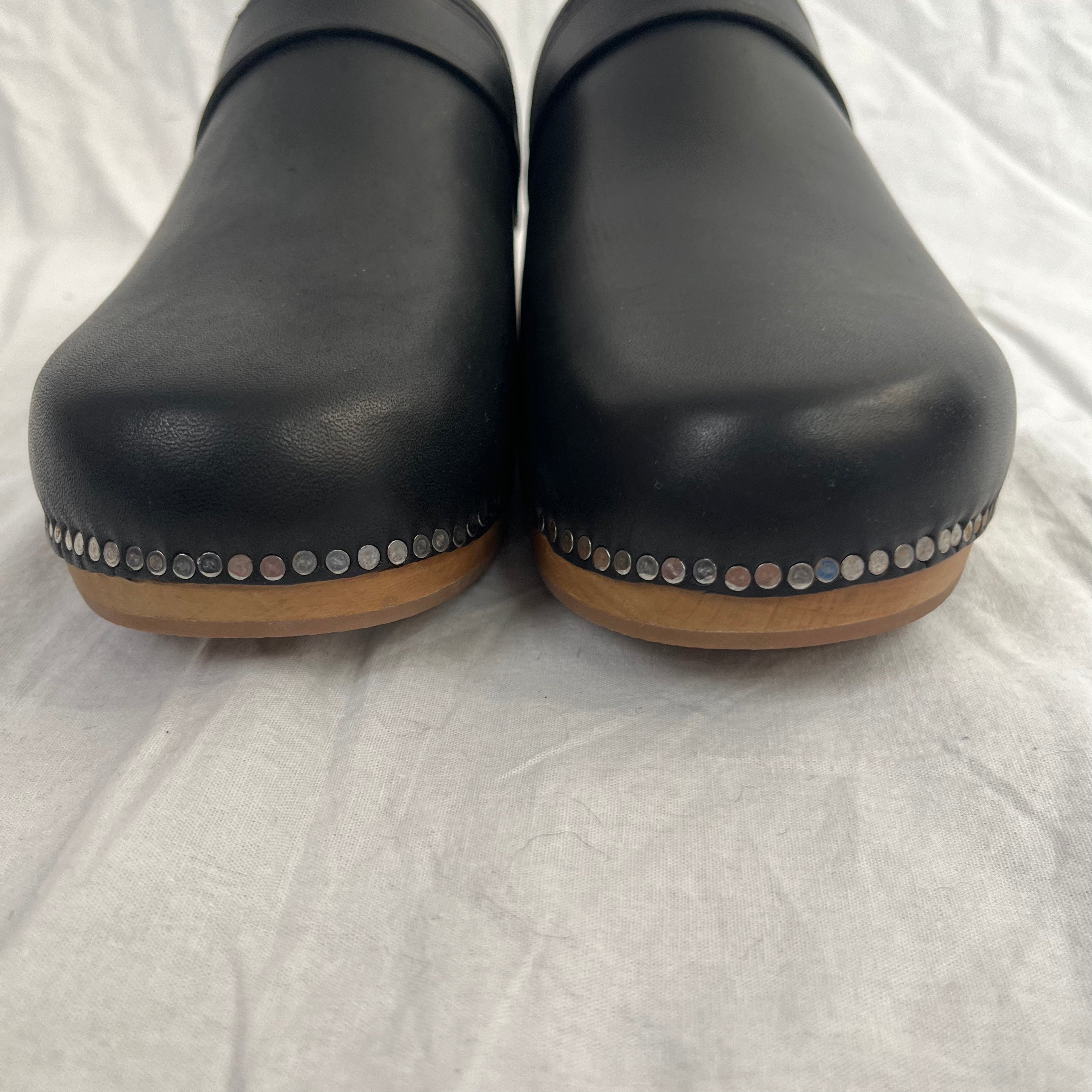 Isabel Marant $460 Brand New Thalie Black Leather Wooden Clogs 39