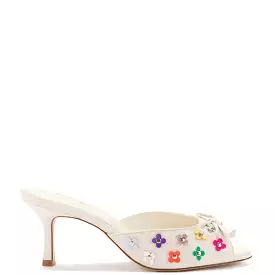 Jasmine Mule In Ivory and Multicolor Leather