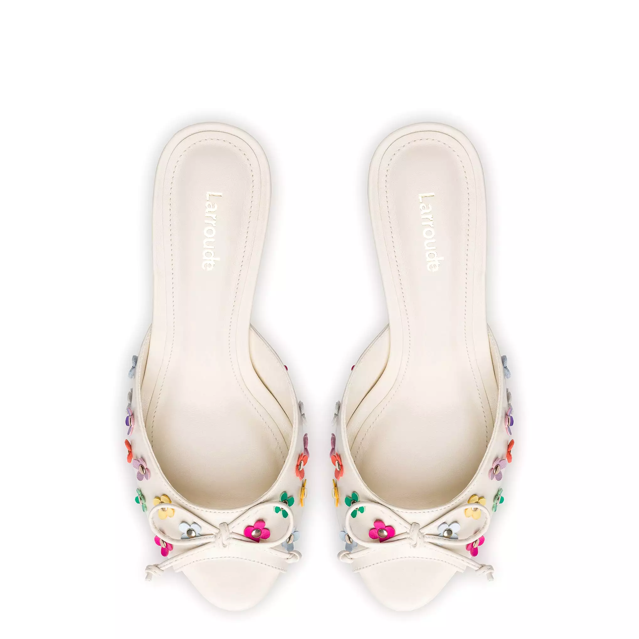 Jasmine Mule In Ivory and Multicolor Leather