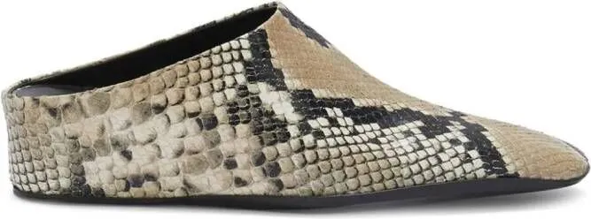 Jil Sander snakeskin-effect leather mules Brown