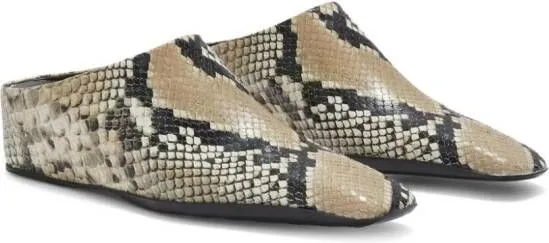 Jil Sander snakeskin-effect leather mules Brown