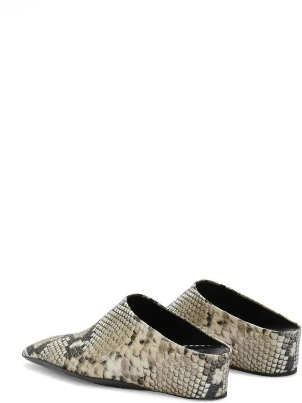 Jil Sander snakeskin-effect leather mules Brown