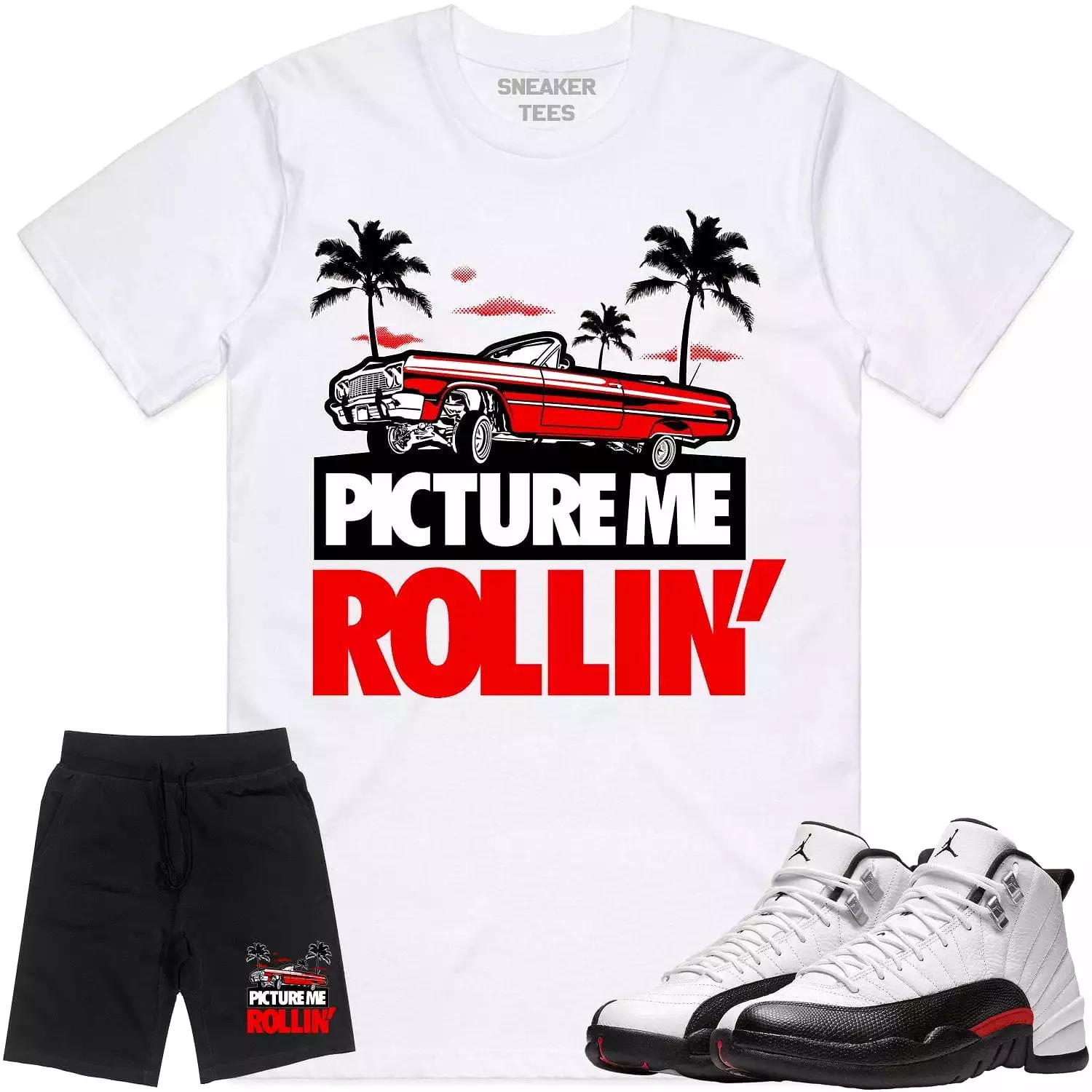 Jordan 12 Red Taxi 12s Sneaker Outfit - RED PMR