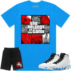 Jordan 9 Powder Blue 9s Sneaker Outfit - RED BELONGS TO THE GAME