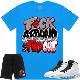 Jordan 9 Powder Blue 9s Sneaker Outfit - RED F#CK