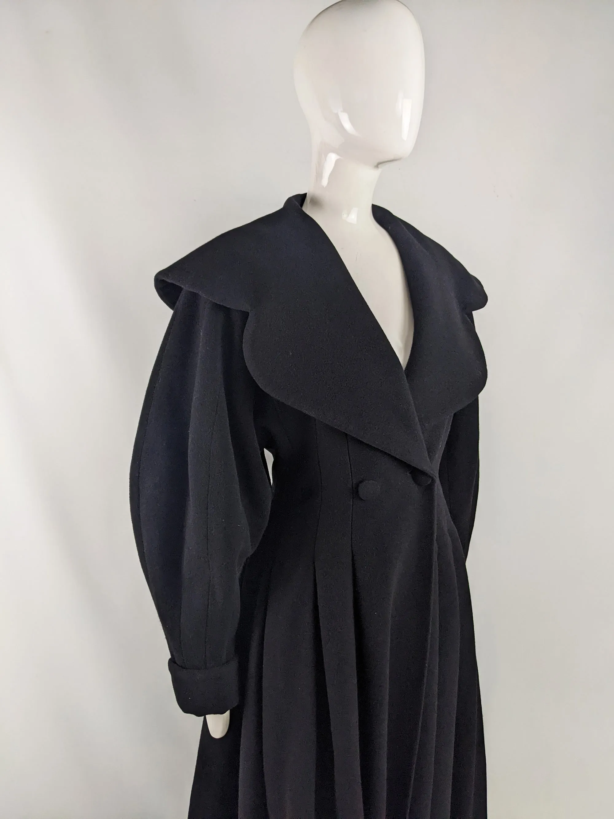 Joseph Vintage Black Pure Wool Victorian Style Riding Coat, 1980s