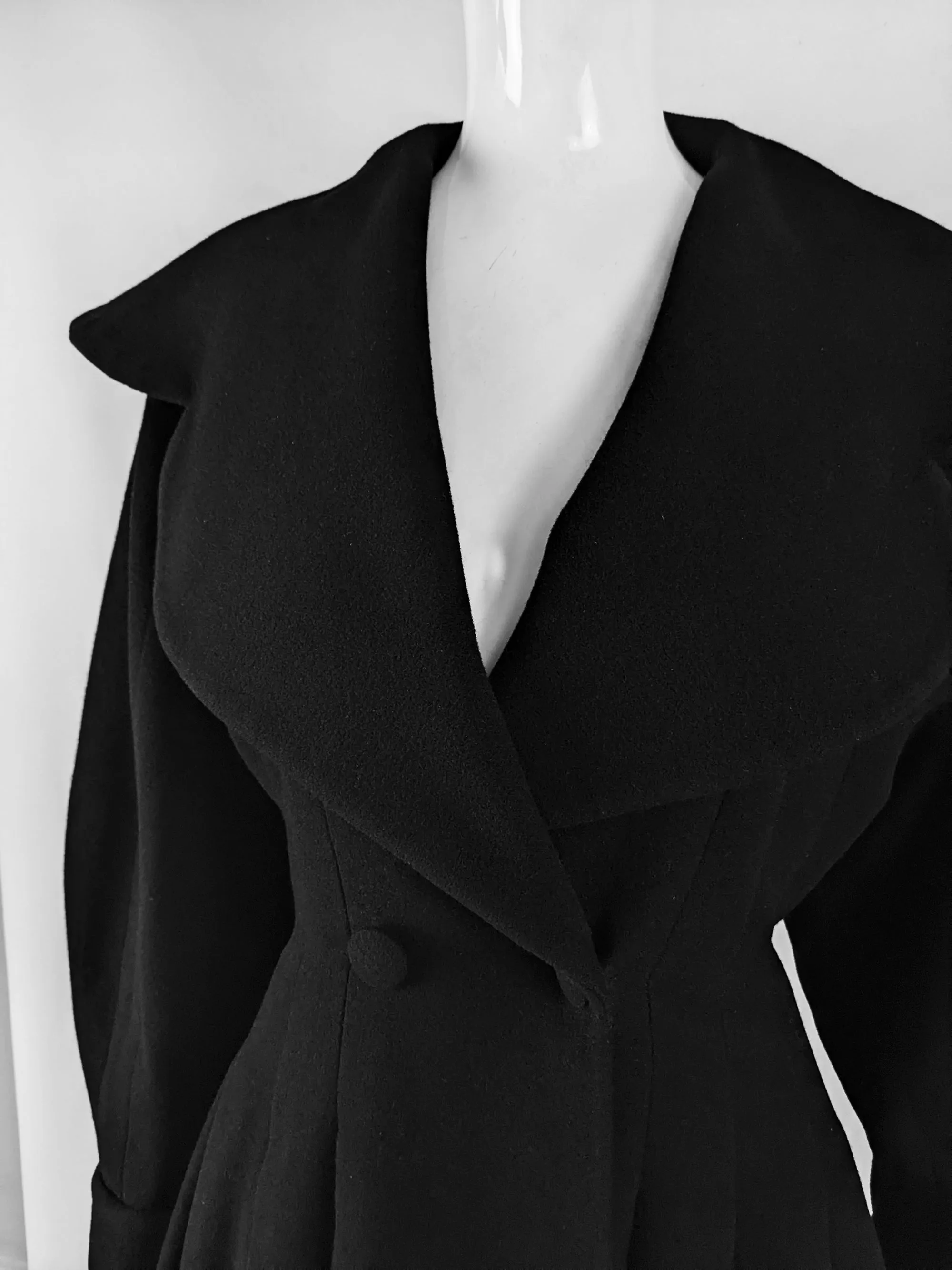 Joseph Vintage Black Pure Wool Victorian Style Riding Coat, 1980s