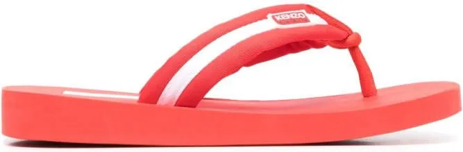 Kenzo logo-patch striped flip flops Red