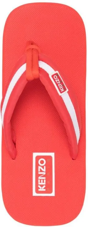 Kenzo logo-patch striped flip flops Red