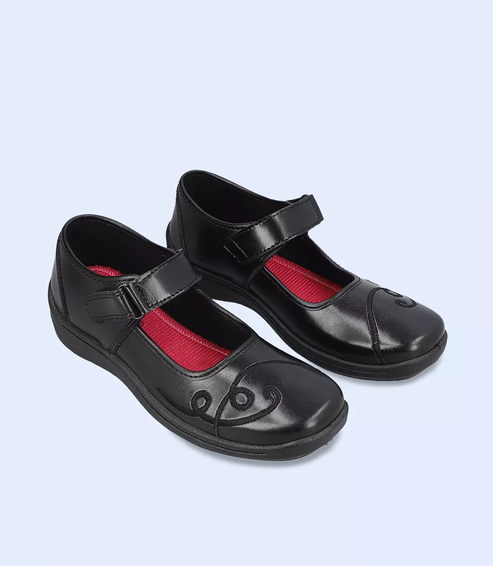 KG0094-BLACK-School Shoes For Girls