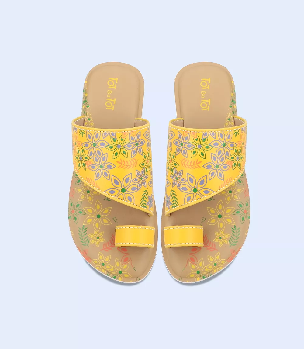 KG0127-YELLOW-Girls Chappals